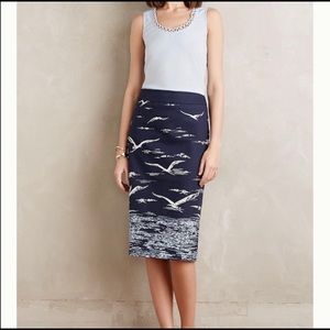 Anthropologie Maeve Shore Bird Pencil Skirt